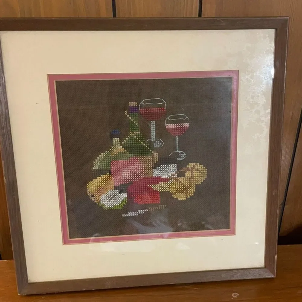 Vintage 1970s framed cross-stitch